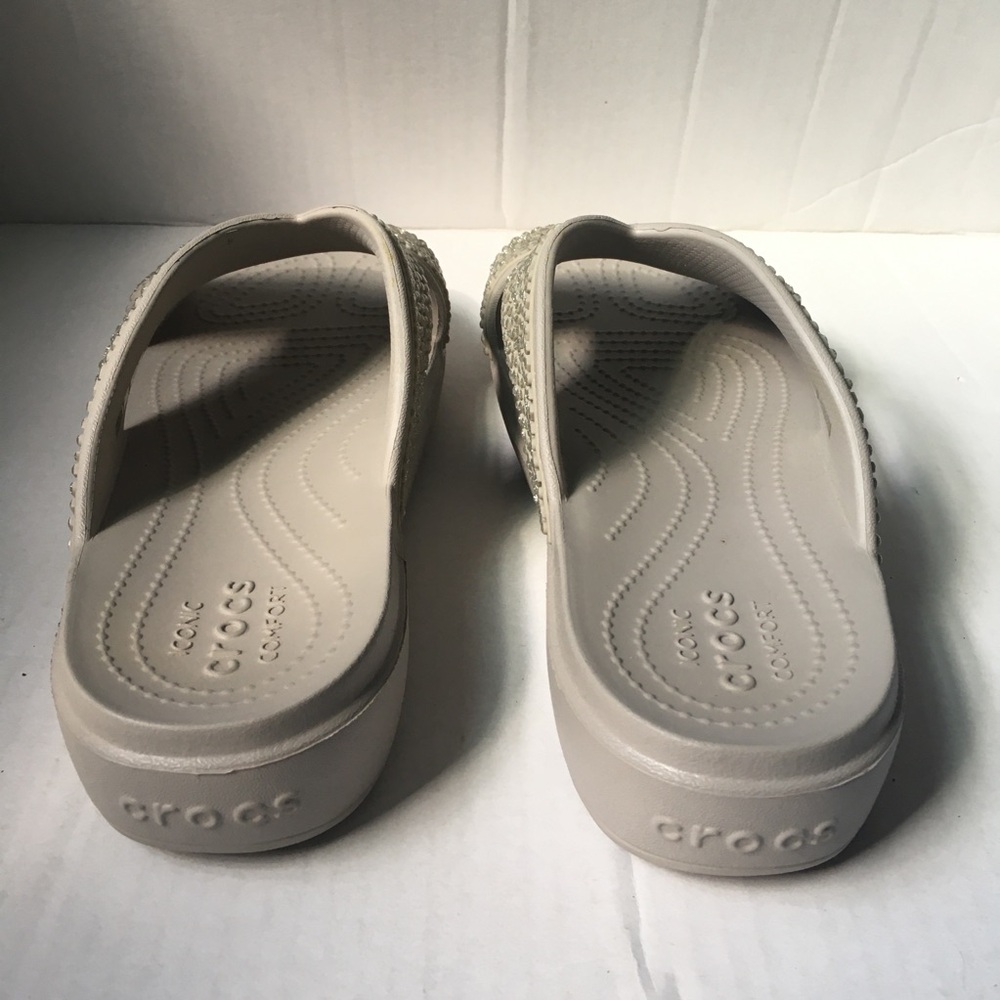 CROCS Sloane Embellished X Strap Slide Sandals Sz 10 - Picture 7 of 8